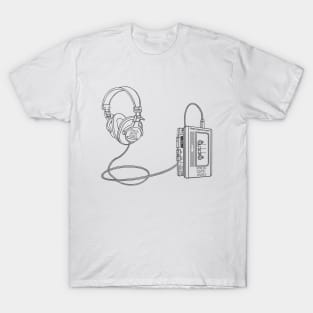 Portable Tape Player (Black Lines) Analog / Music T-Shirt